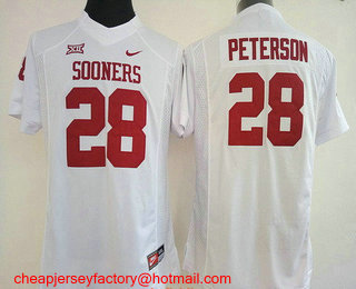 Women's Oklahoma Sooners #28 Adrian Peterson White Limited Stitched College Football Nike NCAA Jersey