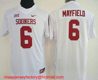Women's Oklahoma Sooners #6 Baker Mayfield White Limited Stitched College Football Nike NCAA Jersey