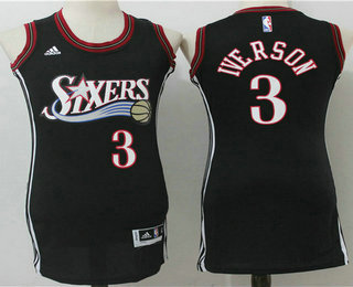 Women's Philadelphia 76ers #3 Allen Iverson Black Dress Jersey