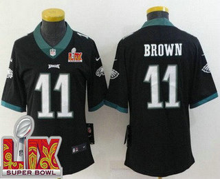 Women's Philadelphia Eagles #11 AJ Brown Limited Black Super Bowl LIX Vapor Jersey