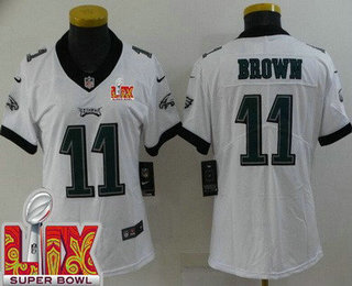 Women's Philadelphia Eagles #11 AJ Brown Limited White Super Bowl LIX Vapor Jersey
