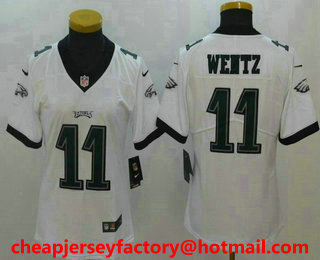 Women's Philadelphia Eagles #11 Carson Wentz White 2017 Vapor Untouchable Stitched NFL Nike Limited Jersey