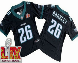 Women's Philadelphia Eagles #26 Saquon Barkley Limited Black Super Bowl LIX Vapor FUSE Jersey