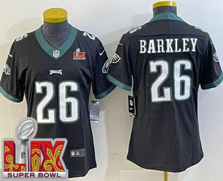 Women's Philadelphia Eagles #26 Saquon Barkley Limited Black Super Bowl LIX Vapor Jersey