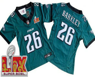 Women's Philadelphia Eagles #26 Saquon Barkley Limited Green Super Bowl LIX Vapor FUSE Jersey