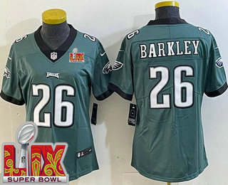 Women's Philadelphia Eagles #26 Saquon Barkley Limited Green Super Bowl LIX Vapor Jersey