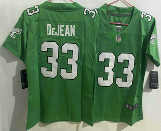 Women's Philadelphia Eagles #33 Cooper DeJean Green Vapor Limited Throwback Stitched Jersey
