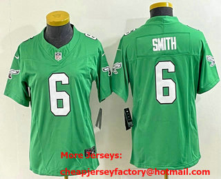 Women's Philadelphia Eagles #6 DeVonta Smith Green 2023 FUSE Vapor Limited Throwback Stitched Jersey