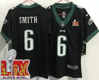 Women's Philadelphia Eagles #6 DeVonta Smith Limited Black Super Bowl LIX Vapor Jersey
