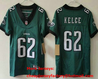 Women's Philadelphia Eagles #62 Jason Kelce Limited Green FUSE Vapor Jersey
