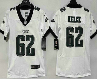 Women's Philadelphia Eagles #62 Jason Kelce Limited White Vapor Jersey