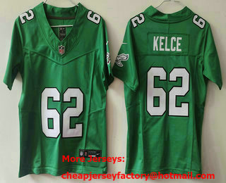 Women's Philadelphia Eagles #62 Jason Kelly Green FUSE Vapor Limited Throwback Jersey