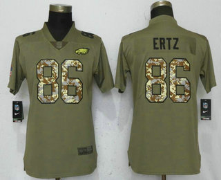 Women's Philadelphia Eagles #86 Zach Ertz Olive With Camo 2017 Salute To Service Stitched NFL Nike Limited Jersey