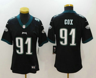 Women's Philadelphia Eagles #91 Fletcher Cox Black 2017 Vapor Untouchable Stitched NFL Nike Limited Jersey