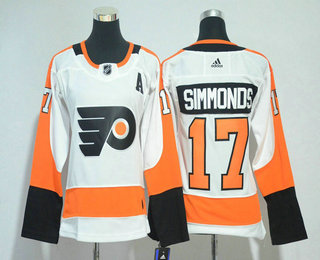 Women's Philadelphia Flyers #17 Wayne Simmonds White With A Patch 2017-2018 Hockey Stitched NHL Jersey