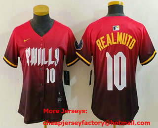 Women's Philadelphia Phillies #10 JT Realmuto Number Red 2024 City Connect Limited Jersey