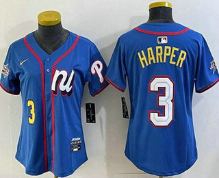 Women's Philadelphia Phillies #3 Bryce Harper Blue 2025 All Star Limited Jersey