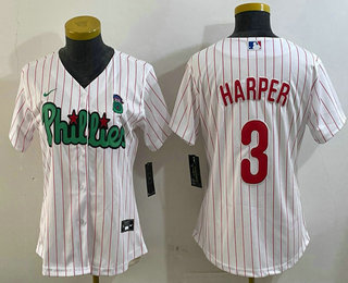 Women's Philadelphia Phillies #3 Bryce Harper White Fashion Cool Base Jersey