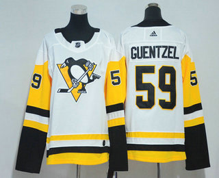 Women's Pittsburgh Penguins #59 Jake Guentzel White Away 2017-2018 Hockey Stitched NHL Jersey