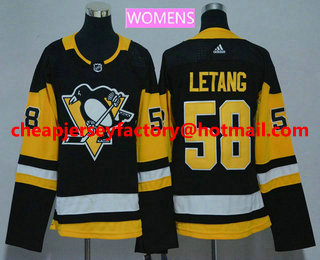 Women's Pittsburgh Penguins #58 Kris Letang Black Home 2017-2018 Hockey Stitched NHL Jersey