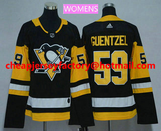 Women's Pittsburgh Penguins #59 Jake Guentzel Black Home 2017-2018 Hockey Stitched NHL Jersey