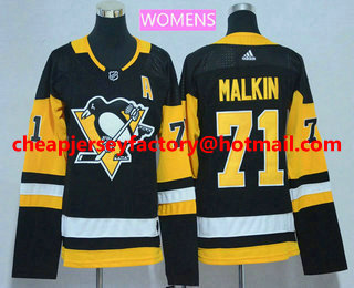 Women's Pittsburgh Penguins #71 Evgeni Malkin Black Home 2017-2018 Hockey Stitched NHL Jersey