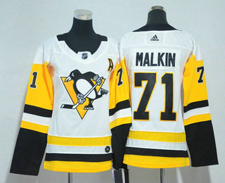 Women's Pittsburgh Penguins #71 Evgeni Malkin White 2017-2018 Hockey Stitched NHL Jersey