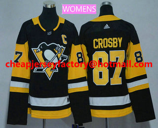 Women's Pittsburgh Penguins #87 Sidney Crosby Black 2017-2018 Hockey Stitched NHL Jersey