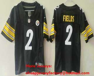 Women's Pittsburgh Steelers #2 Justin Fields Limited Black FUSE Vapor Jersey