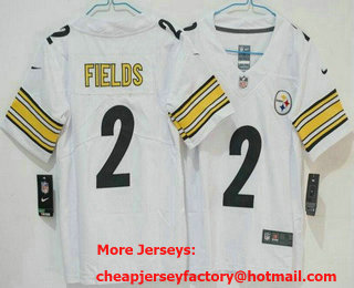 Women's Pittsburgh Steelers #2 Justin Fields Limited White Vapor Jersey