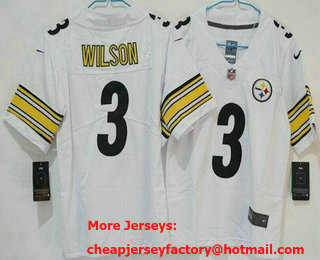 Women's Pittsburgh Steelers #3 Russell Wilson Limited White Vapor Jersey