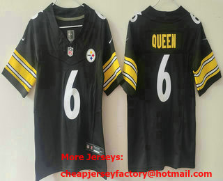 Women's Pittsburgh Steelers #6 Patrick Queen Limited Black FUSE Vapor Jersey