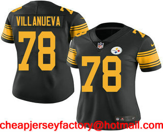Women's Pittsburgh Steelers #78 Alejandro Villanueva Black 2016 Color Rush Stitched NFL Nike Limited Jersey