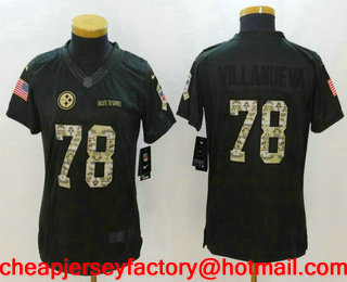 Women's Pittsburgh Steelers #78 Alejandro Villanueva Black Anthracite 2016 Salute To Service Stitched NFL Nike Limited Jersey