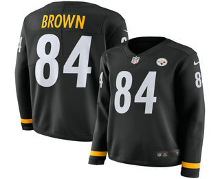 Women's Pittsburgh Steelers #84 Antonio Brown Nike Black Therma Long Sleeve Limited Jersey