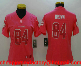 Women's Pittsburgh Steelers #84 Antonio Brown Pink Fashion 2017 Rush NFL Nike Limited Jersey