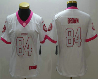 Women's Pittsburgh Steelers #84 Antonio Brown White Pink 2016 Color Rush Fashion NFL Nike Limited Jersey