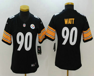 Women's Pittsburgh Steelers #90 T. J. Watt Black 2017 Vapor Untouchable Stitched NFL Nike Limited Jersey