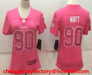 Women's Pittsburgh Steelers #90 T. J. Watt Pink Fashion 2017 Rush NFL Nike Limited Jersey