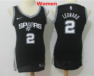 Women's San Antonio Spurs #2 Kawhi Leonard Black 2017-2018 Nike Swingman Stitched NBA Jersey