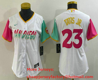 Women's San Diego Padres #23 Fernando Tatis Jr White 2022 City Connect Cool Base Stitched Jersey