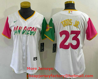 Women's San Diego Padres #23 Fernando Tatis Jr White 2022 City Connect Cool Base Stitched Jersey