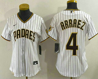 Women's San Diego Padres #4 Luis Arraez White Cool Base Stitched Jersey
