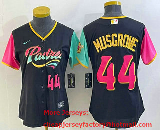 Women's San Diego Padres #44 Joe Musgrove Number Black 2022 City Connect Cool Base Stitched Jersey