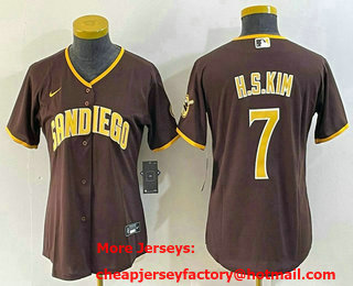Women's San Diego Padres #7 Ha Seong Kim Brown Stitched Cool Base Nike Jersey
