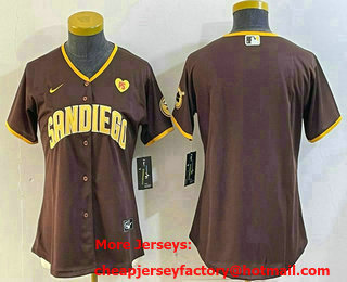 Women's San Diego Padres Blank Brown With PS Patch Cool Base Stitched Jersey