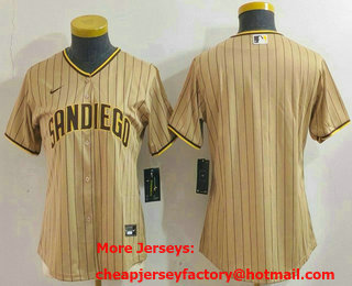 Women's San Diego Padres Blank Tan NEW 2023 Cool Base Stitched Jersey
