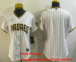 Women's San Diego Padres Blank White Team Logo Stitched Cool Base Nike Jersey