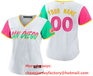 Women's San Diego Padres Customized White 2022 City Connect Cool Base Jersey