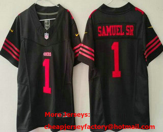 Women's San Francisco 49ers #1 Deebo Samuel Sr Limited Black FUSE Vapor Jersey